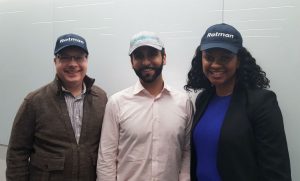 Rotman Commerce alumni Stephen Hudorvernik (BCom ’95), Michael Mangat (BCom ’05), and Tricia McKinnon (BCom ’00, MBA ’07) wearing their Rotman pride!