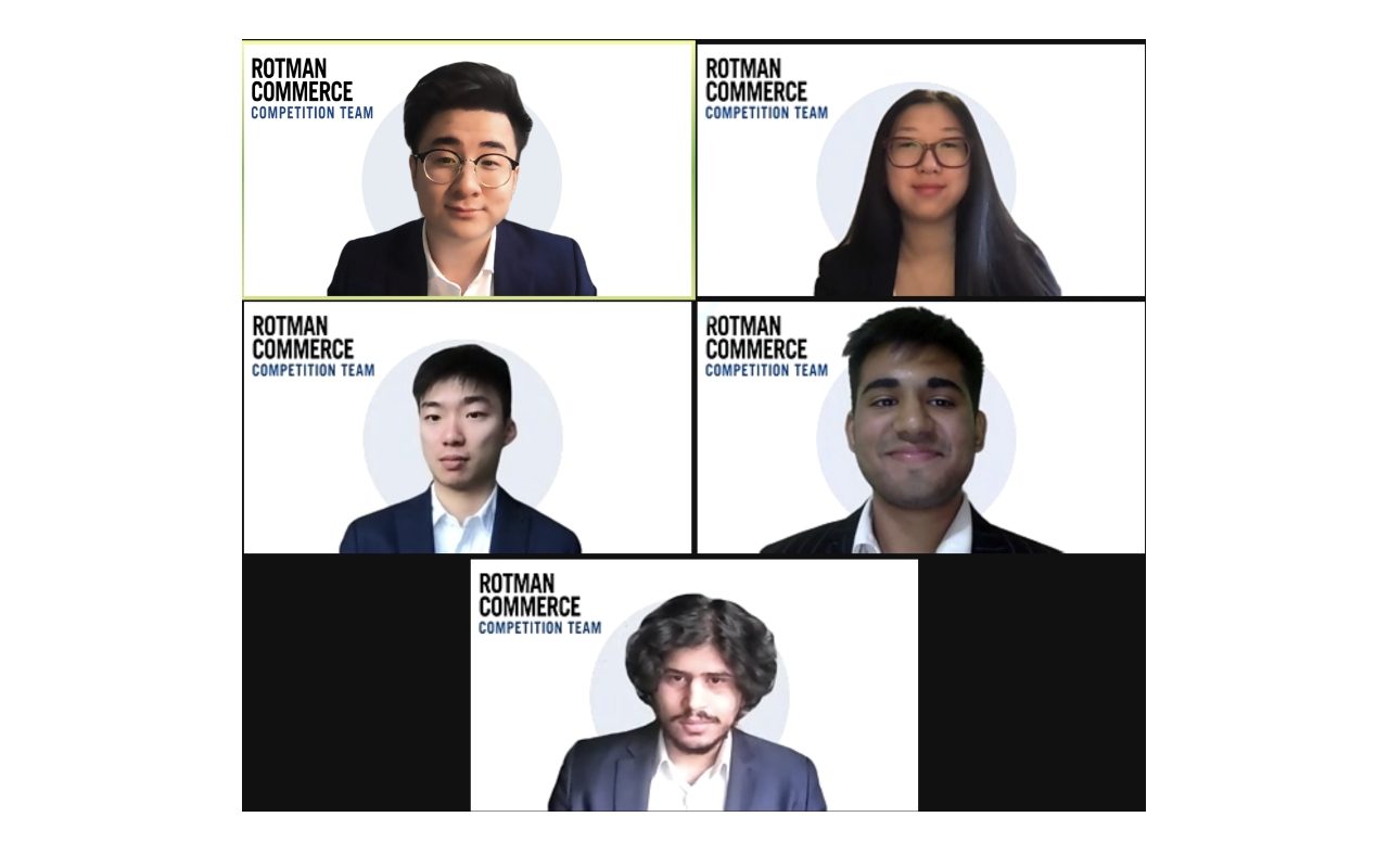 Lewis Liu (BCom '22), Cindy Li (BCom '22), Andy Lin (BCom '22), Akshay Jain (BCom '23), and Wadee Shahid (BCom '22)