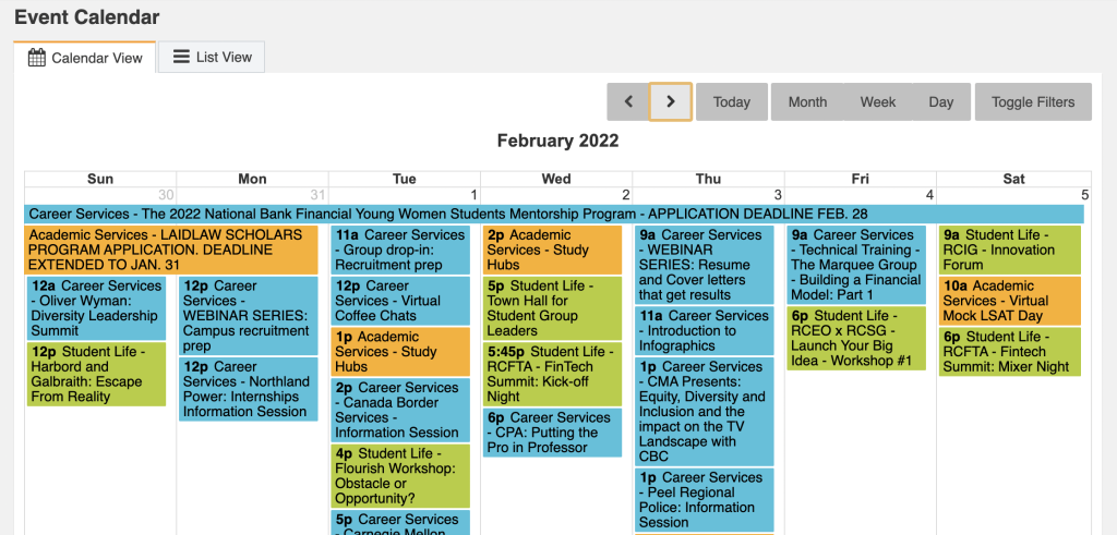 Portal Events Calendar