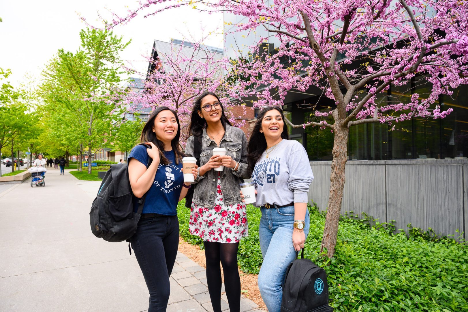 RC Student Group pictured in front of blossom tree.