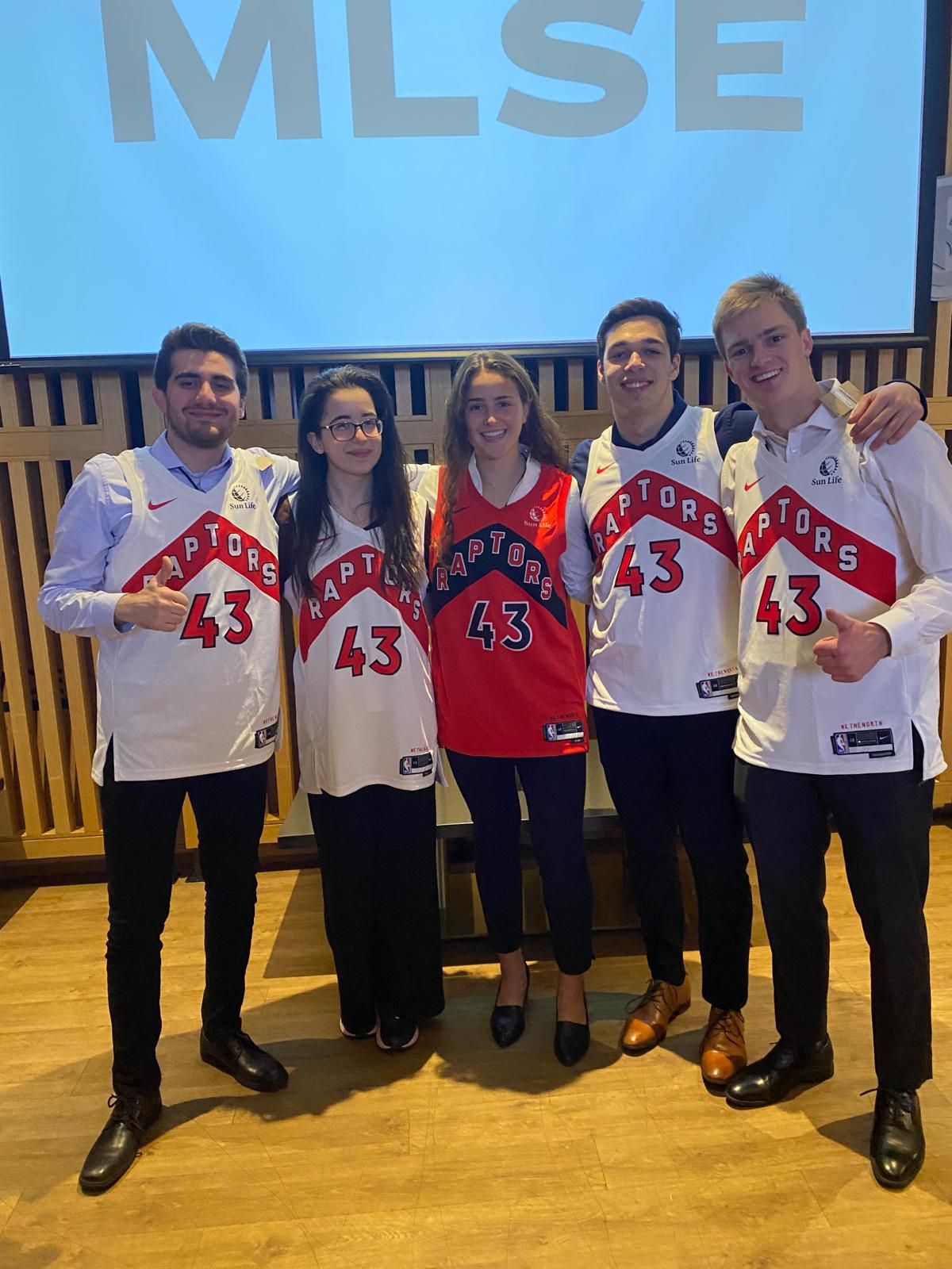 5 students in Toronto Raptors jerseys